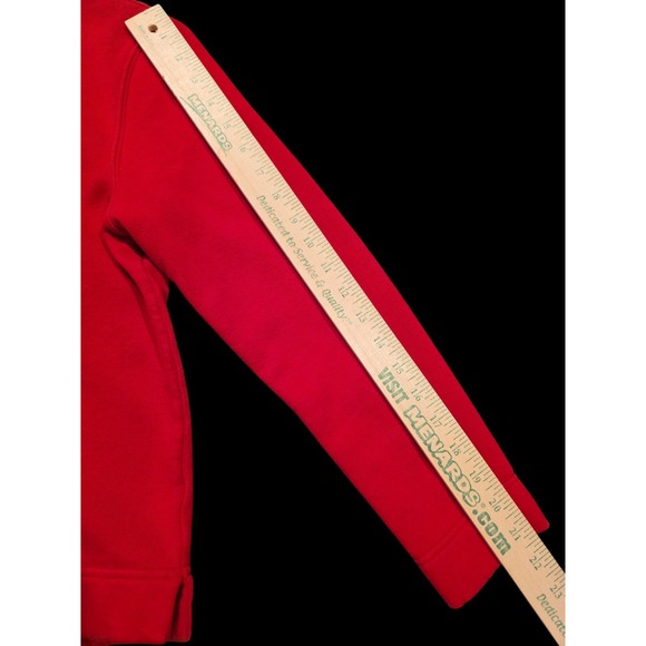 Bechamel Women's S Red Christmas Sweatshirt Embroidered Snowmen Warm Wishes - Picture 7 of 10